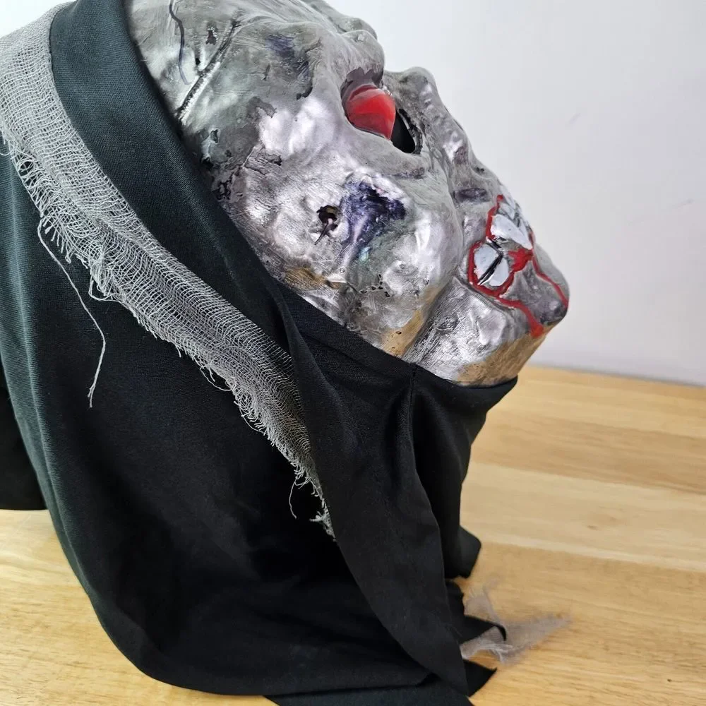 Halloween Scary Skull Skeleton Reaper Mask Costume Creepy Prop Adult Sized Fangs